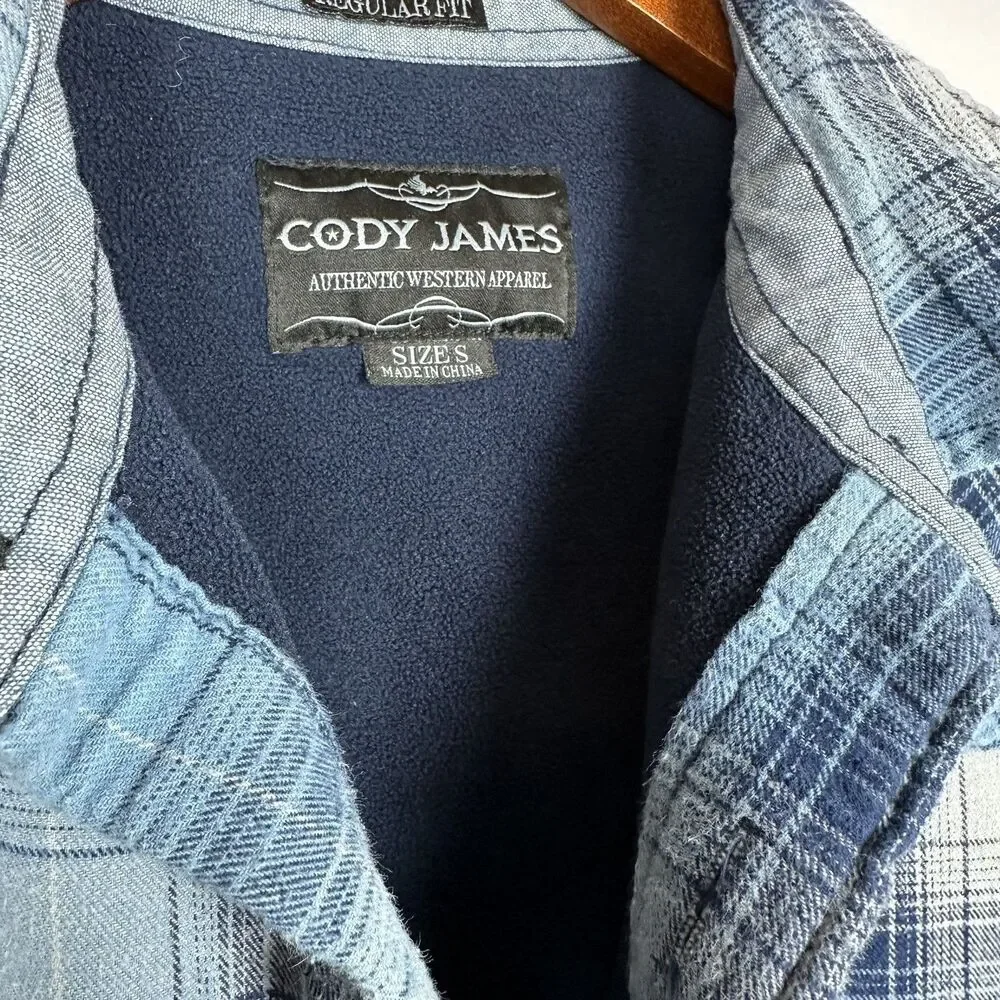 Cody James Shirt Jacket Men Sz. S Blue Plaid Western Fleece Lined Heavyweight